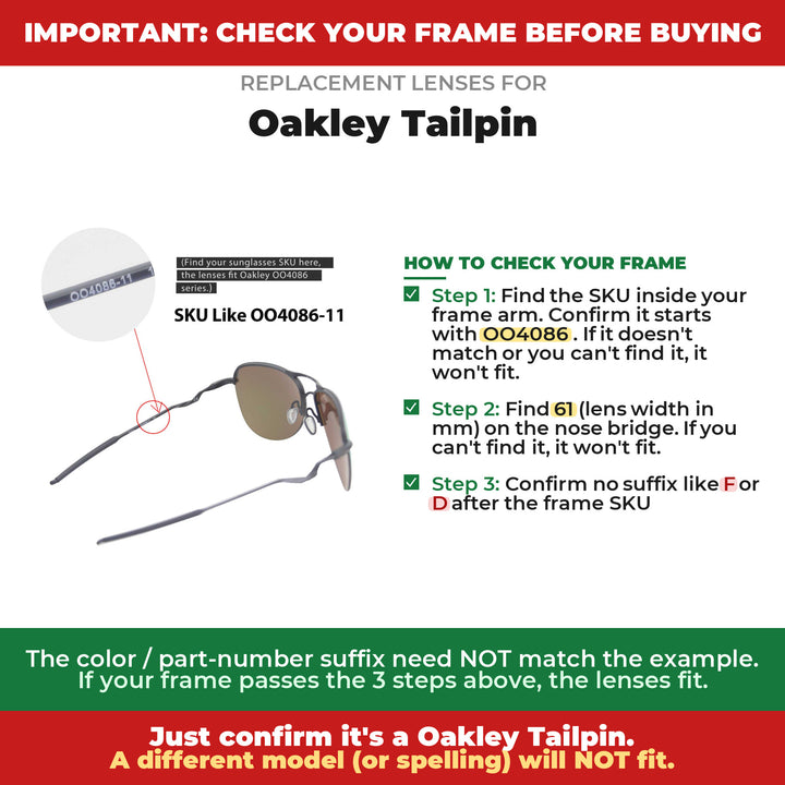 Verify your Oakley Tailpin frame