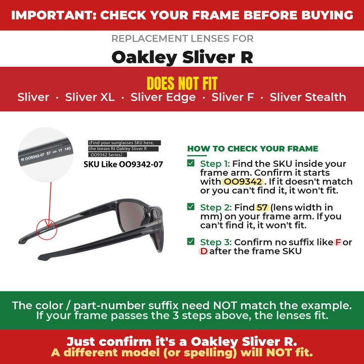 Verify your Oakley Sliver R frame