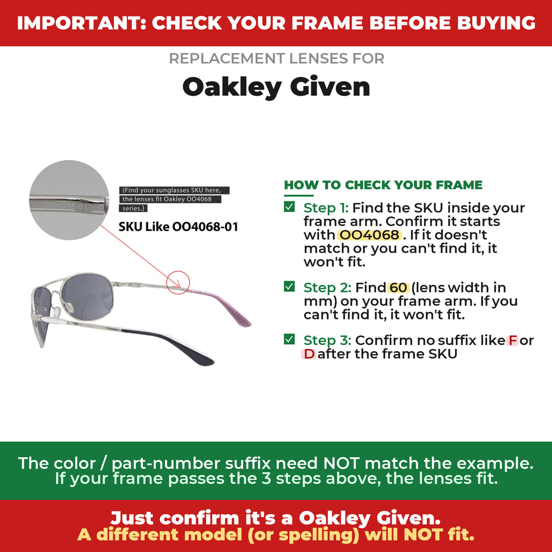 Verify your Oakley Given frame