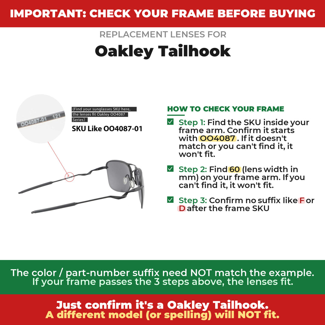 Verify your Oakley Tailhook frame