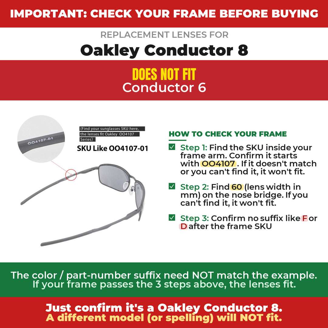 Verify your Oakley Conductor 8 frame