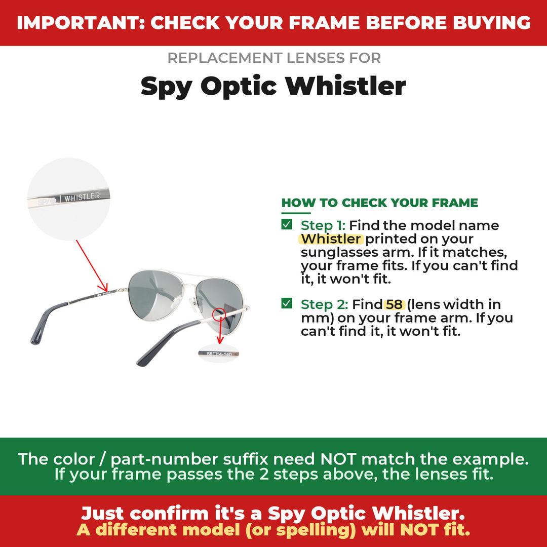 Verify your Spy Optic Whistler frame