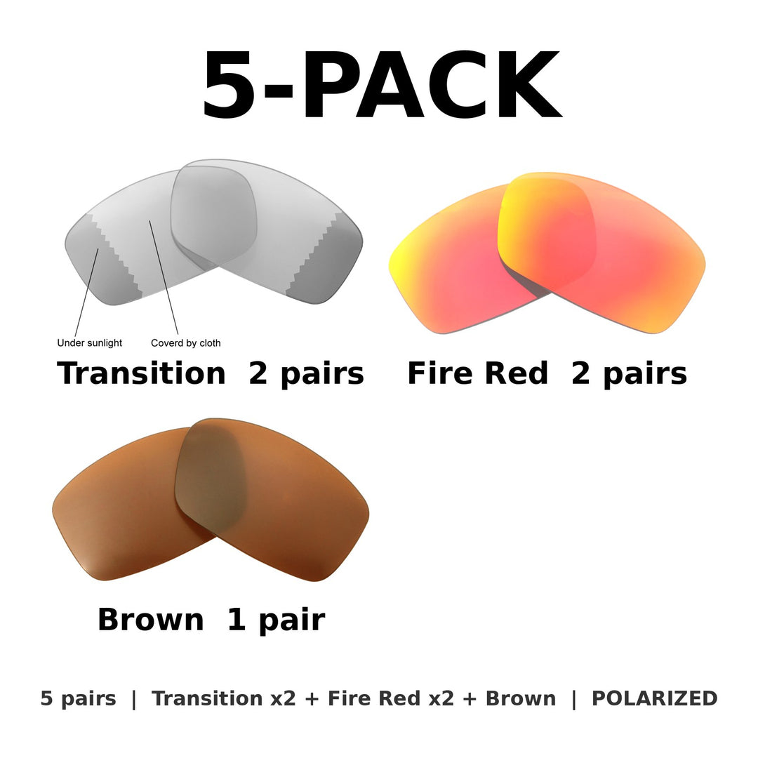 5-Pack Polarized: Transition x2 + Fire Red x2 + Brown