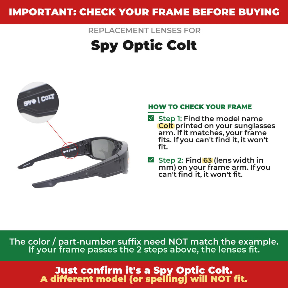 Verify your Spy Optic Colt frame#color_shared