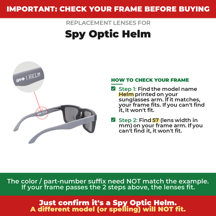 Verify your Spy Optic Helm frame