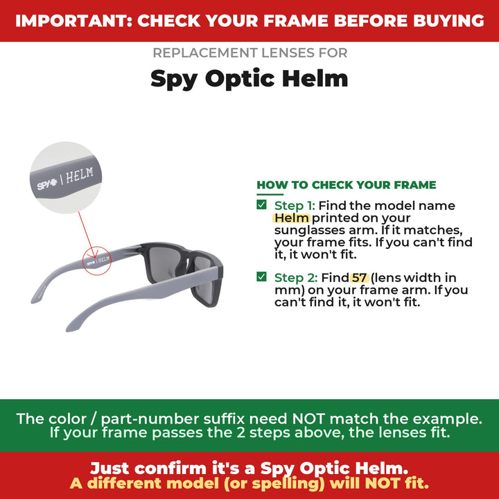 Verify your Spy Optic Helm frame