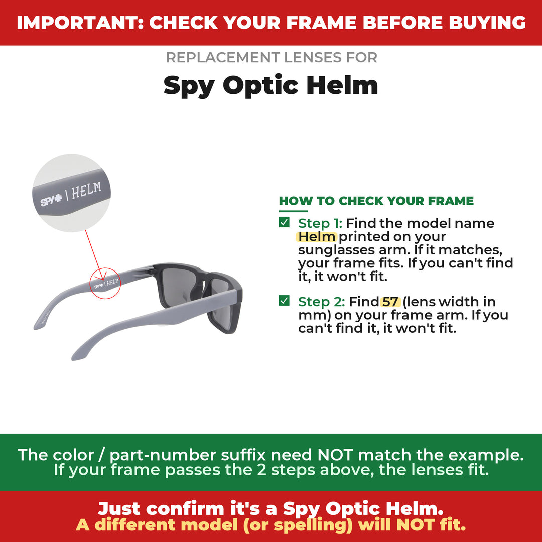 Verify your Spy Optic Helm frame