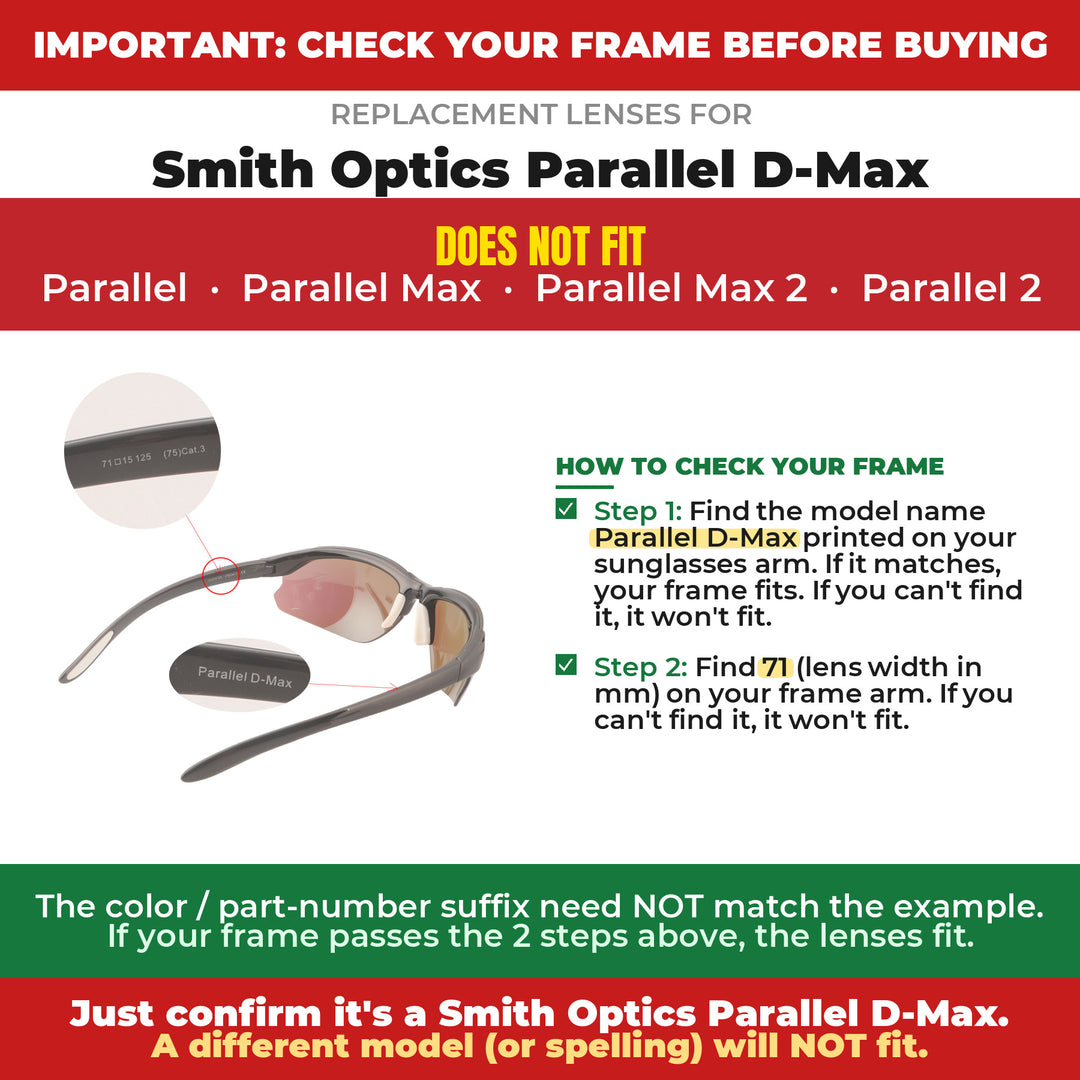 Verify your Smith Optics Parallel D-Max frame