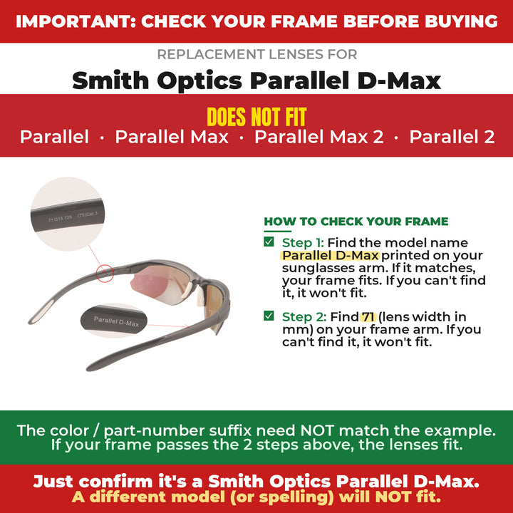 Verify your Smith Optics Parallel D-Max frame
