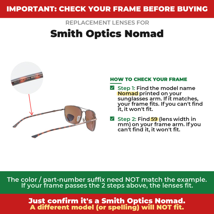 Verify your Smith Optics Nomad frame