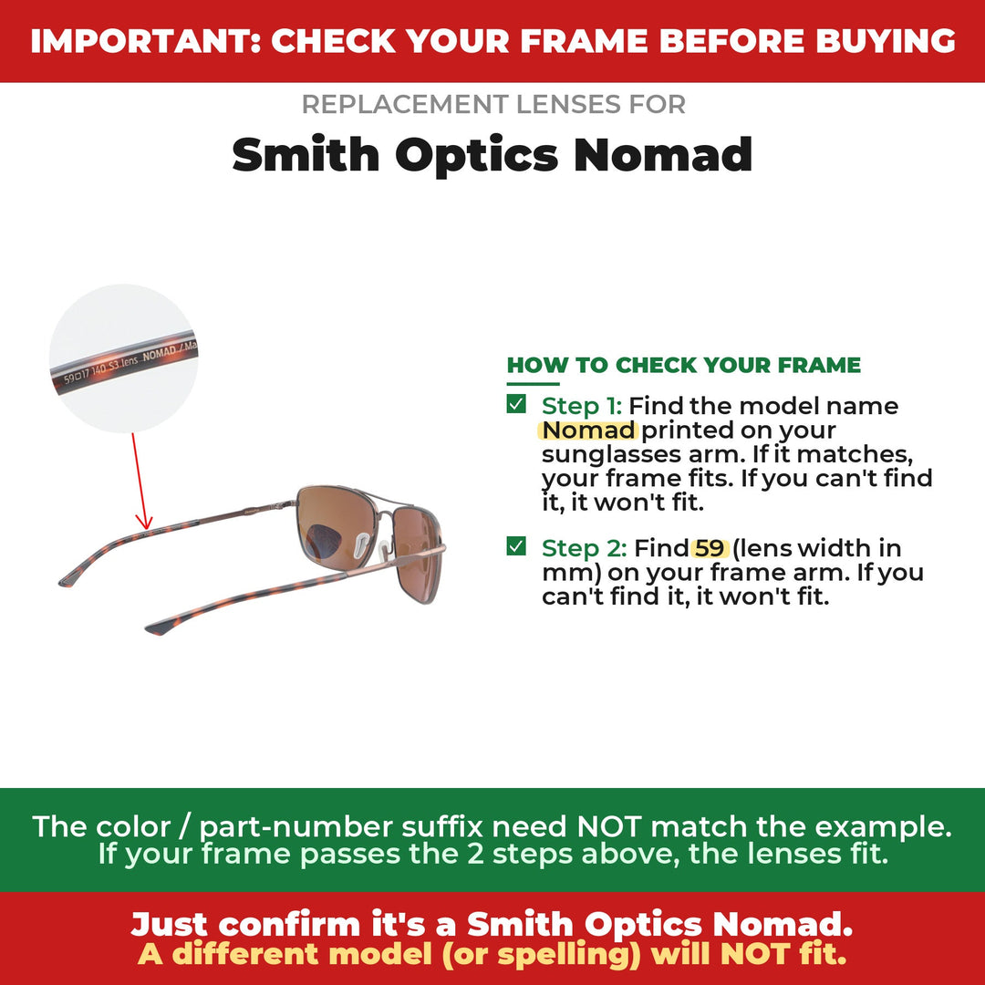 Verify your Smith Optics Nomad frame