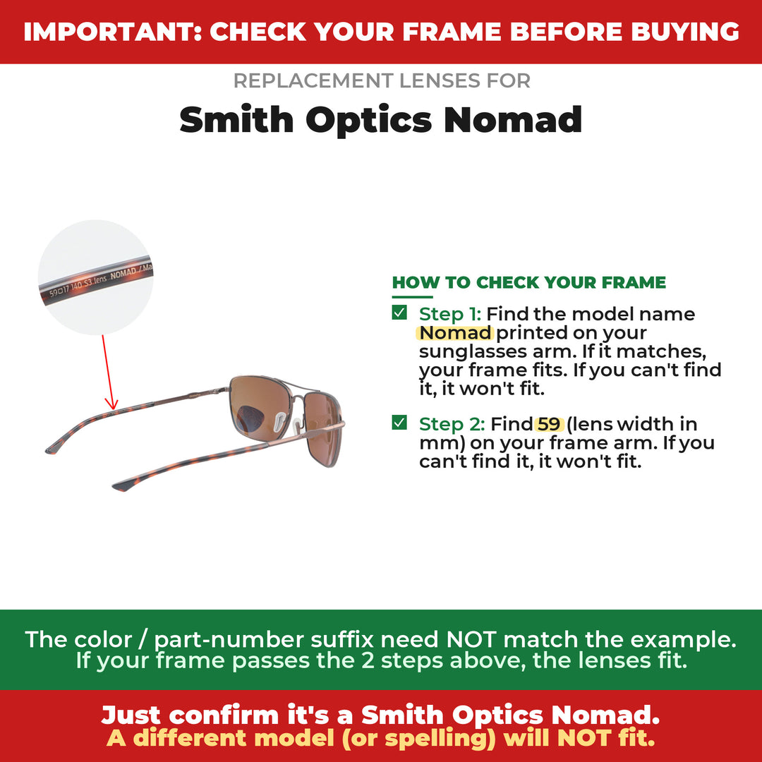 Verify your Smith Optics Nomad frame