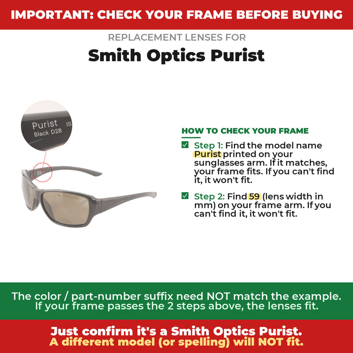 Verify your Smith Optics Purist frame