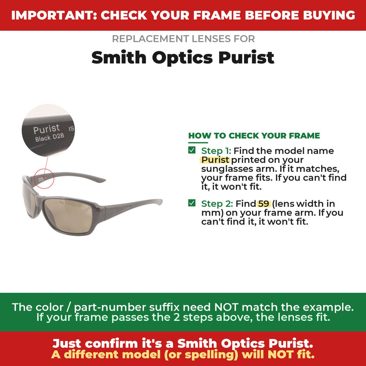 Verify your Smith Optics Purist frame