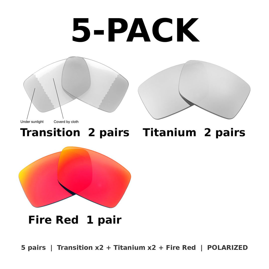5-Pack Polarized: Transition x2 + Titanium x2 + Fire Red