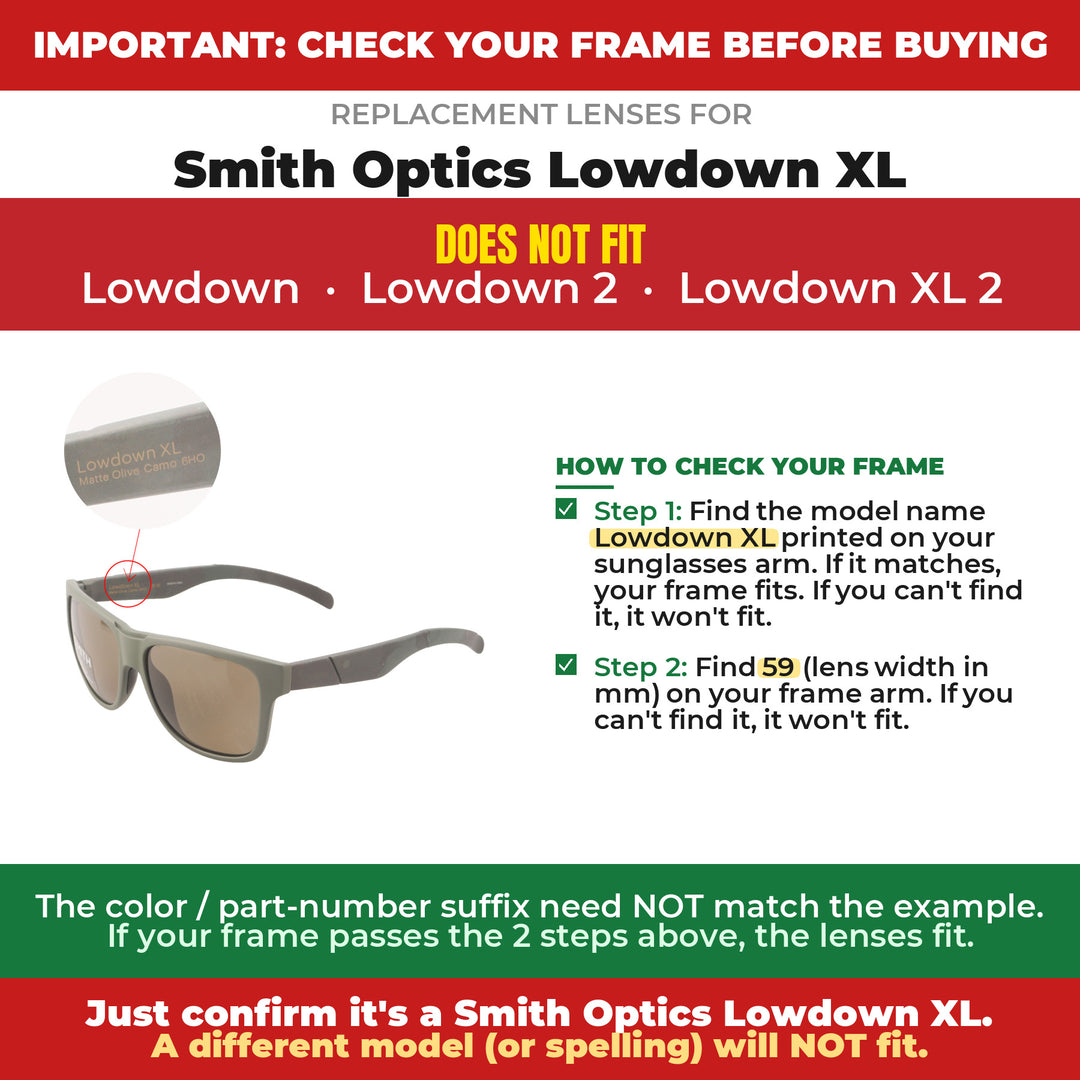 Verify your Smith Optics Lowdown XL frame