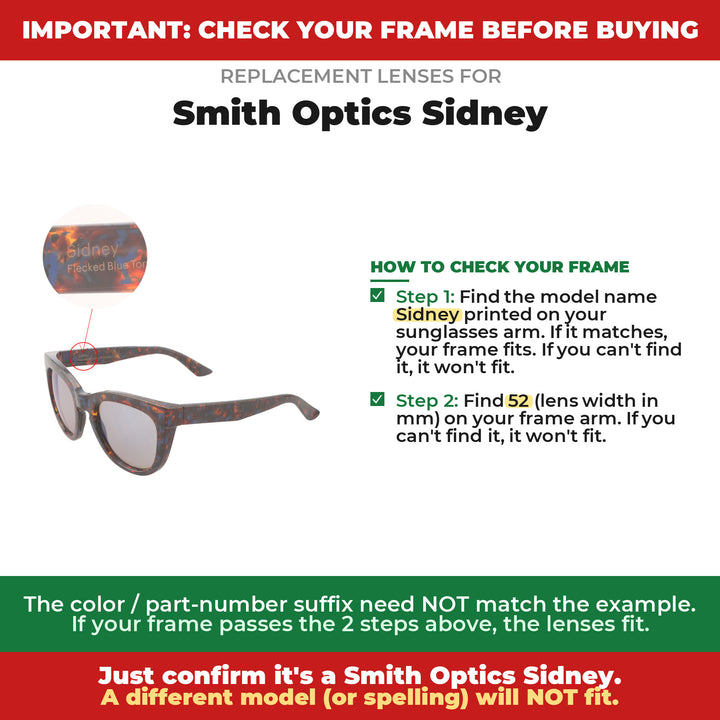 Verify your Smith Optics Sidney frame