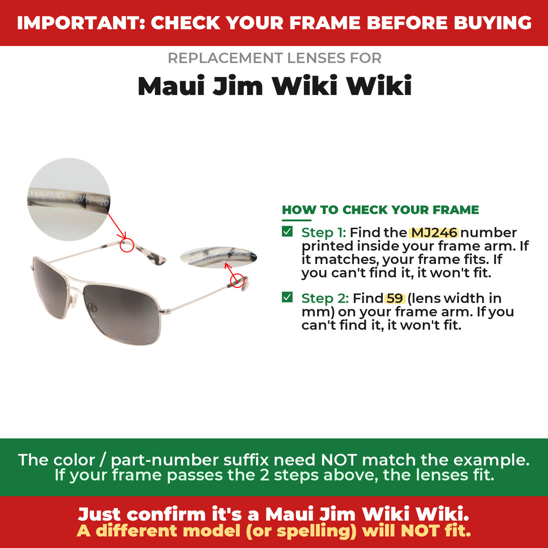 Verify your Maui Jim Wiki Wiki frame