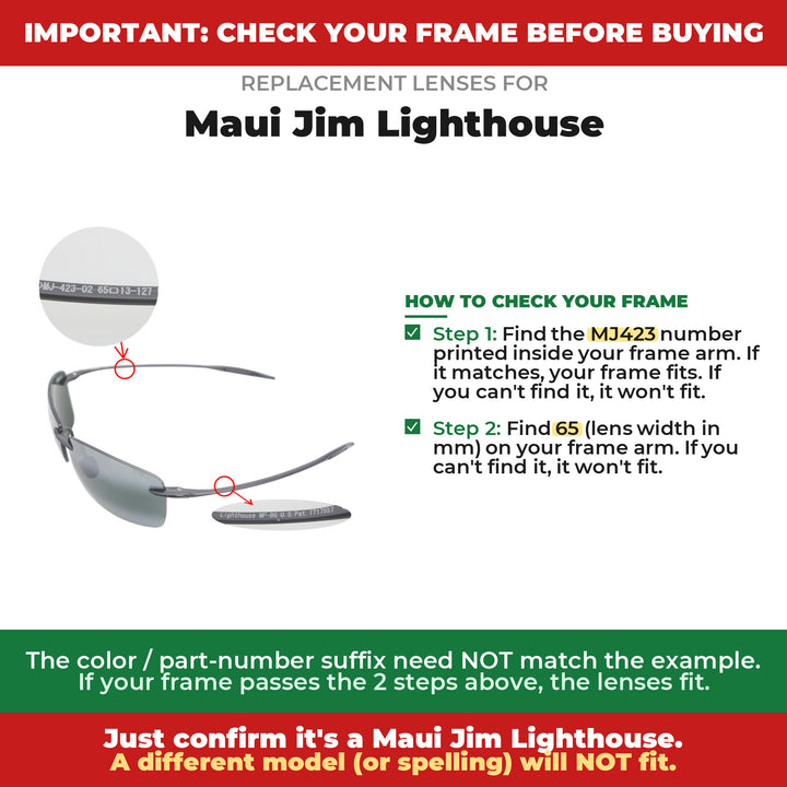 Verify your Maui Jim Lighthouse frame