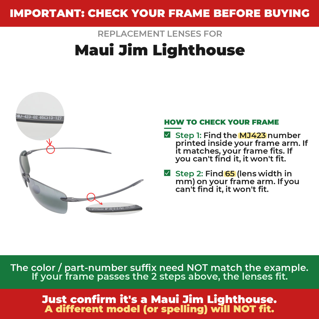 Verify your Maui Jim Lighthouse frame
