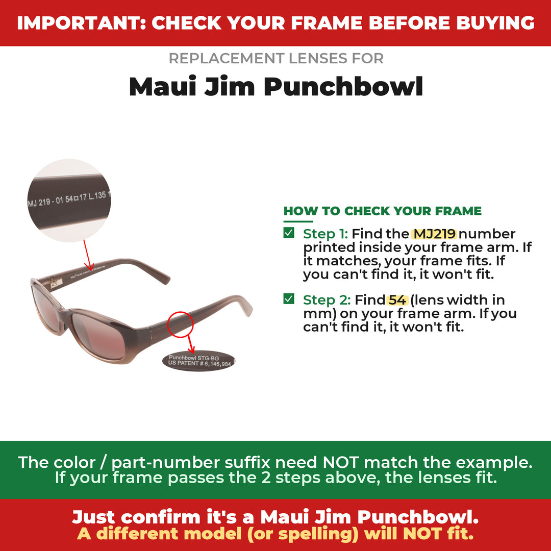 Verify your Maui Jim Punchbowl frame