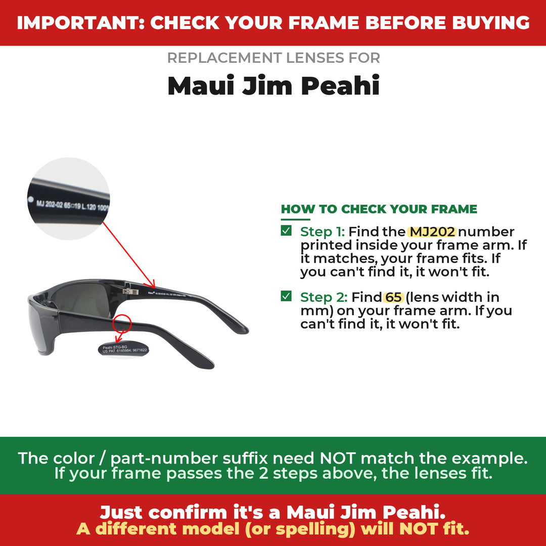 Verify your Maui Jim Peahi frame