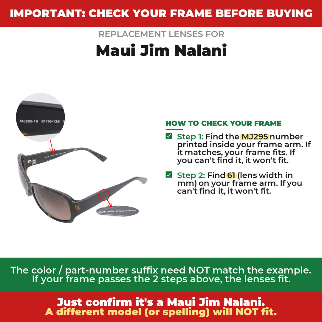 Verify your Maui Jim Nalani frame
