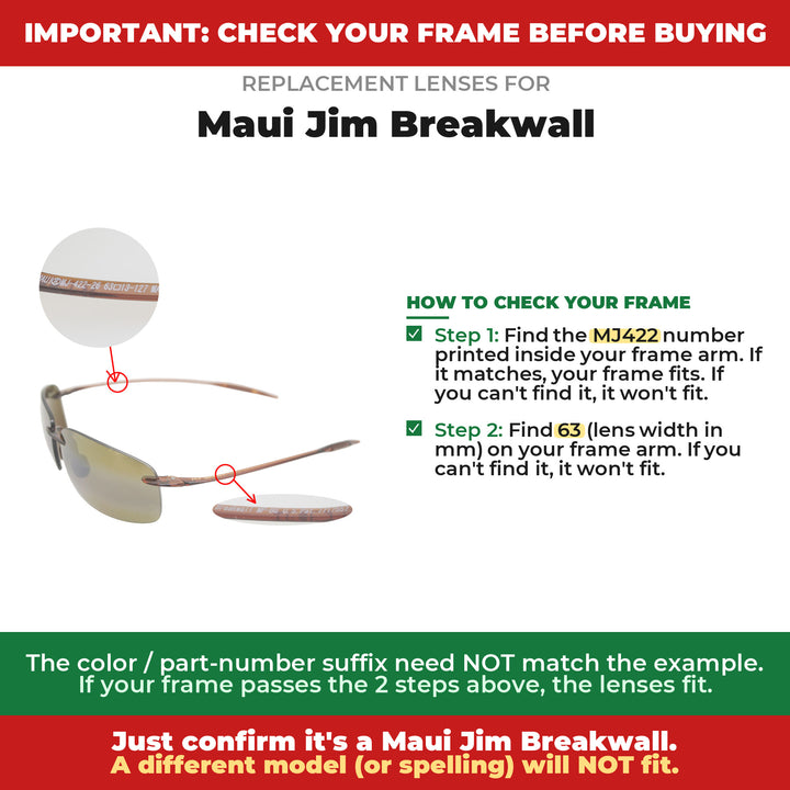 Verify your Maui Jim Breakwall frame