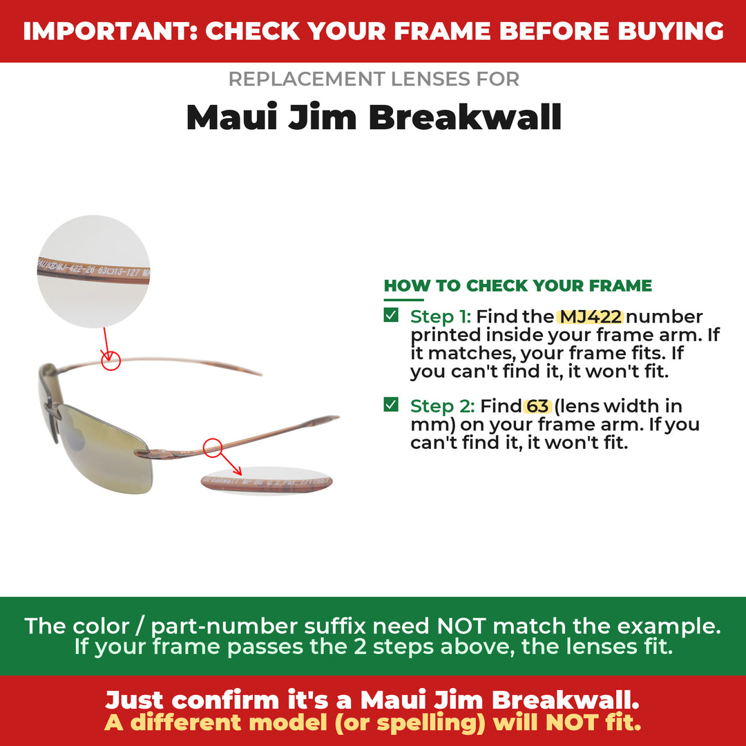 Verify your Maui Jim Breakwall frame