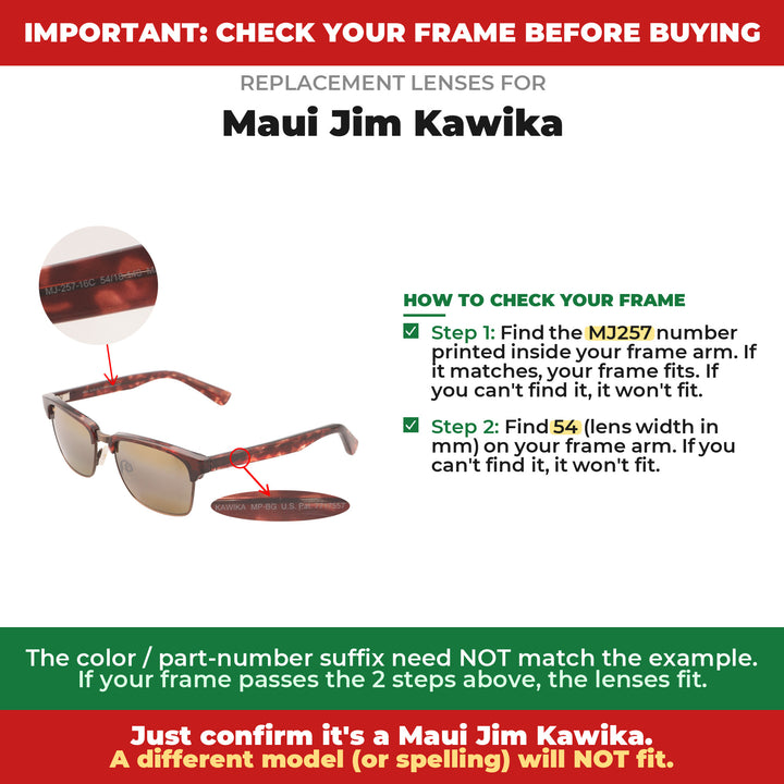 Verify your Maui Jim Kawika frame
