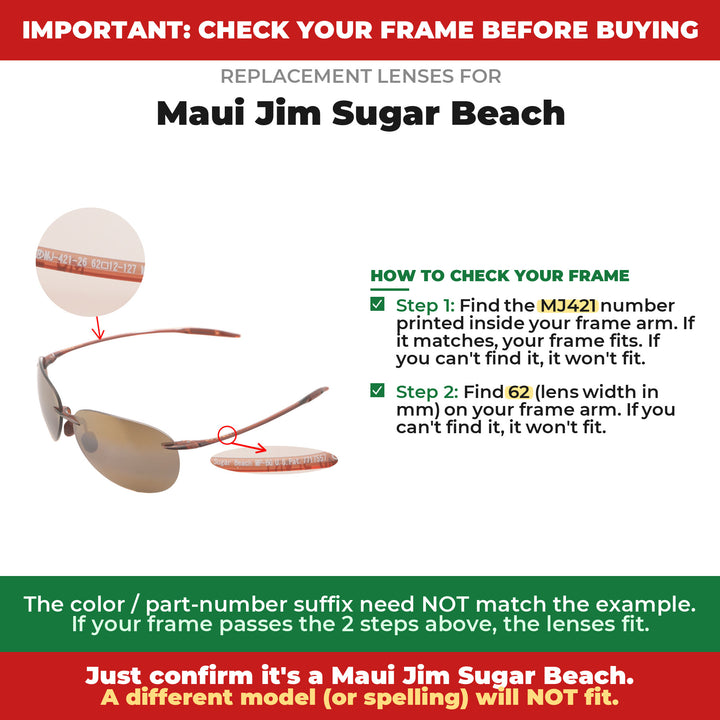 Verify your Maui Jim Sugar Beach frame