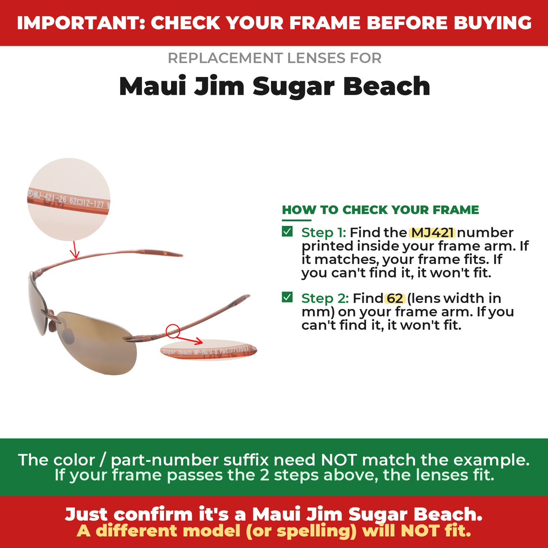 Verify your Maui Jim Sugar Beach frame