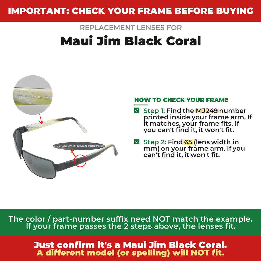 Verify your Maui Jim Black Coral frame