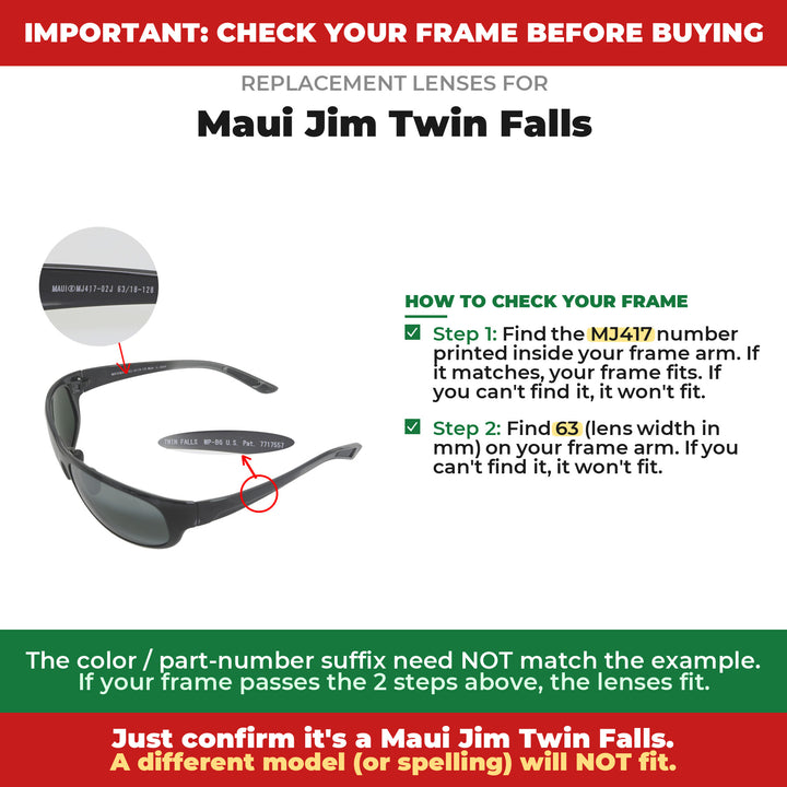 Verify your Maui Jim Twin Falls frame