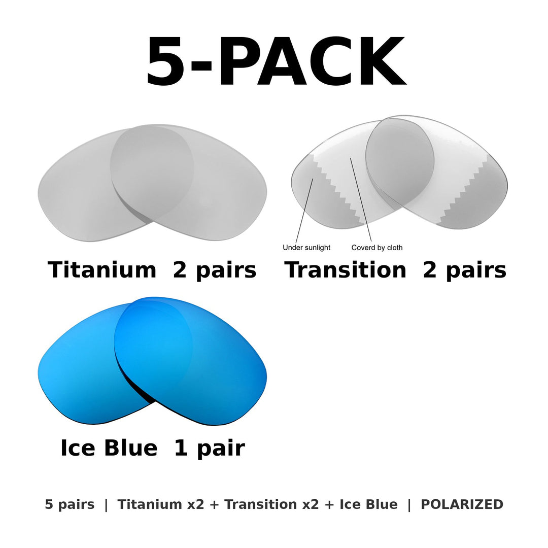 5-Pack Polarized: Titanium x2 + Transition x2 + Ice Blue