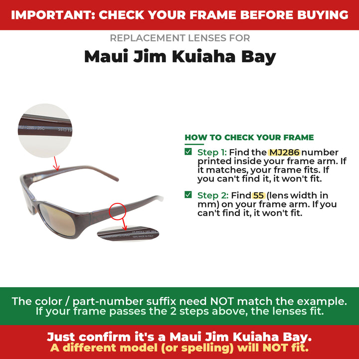 Verify your Maui Jim Kuiaha Bay frame