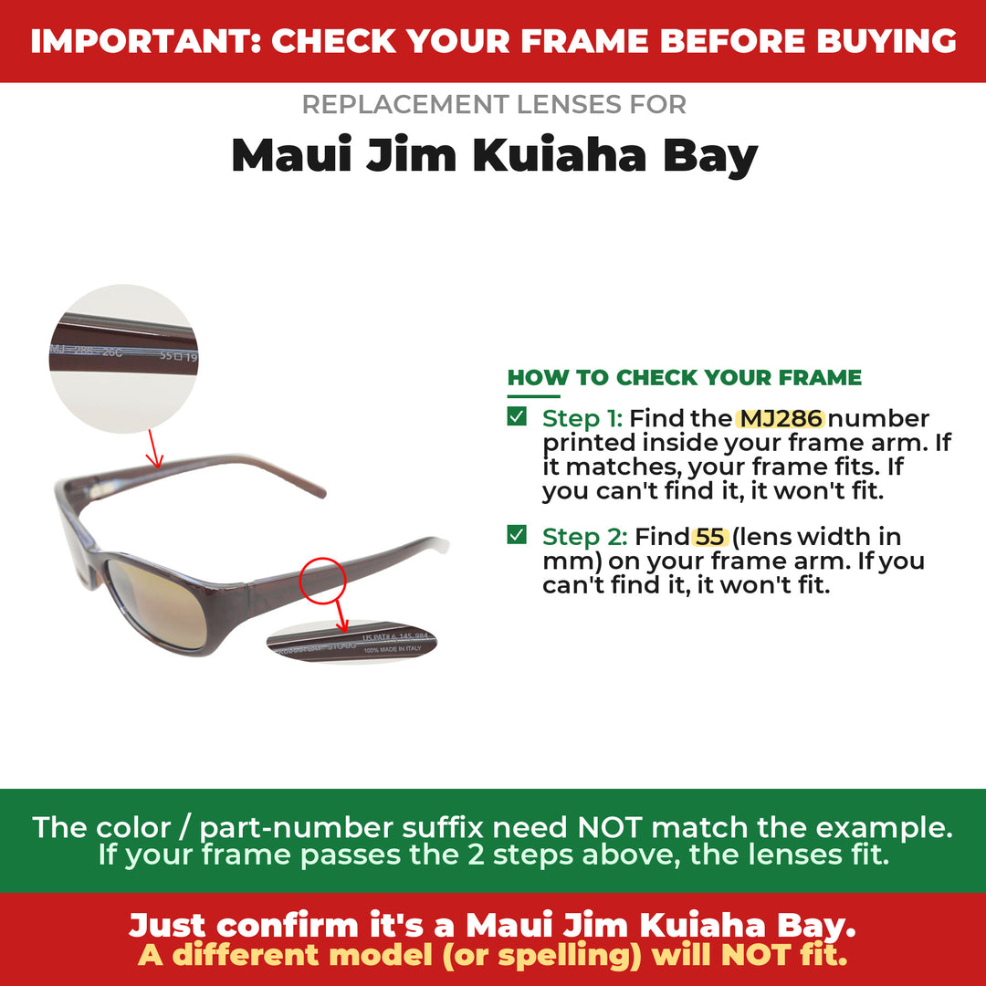 Verify your Maui Jim Kuiaha Bay frame