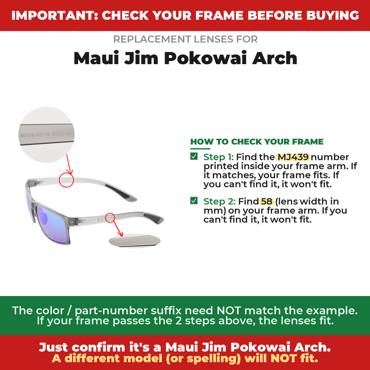 Verify your Maui Jim Pokowai Arch frame