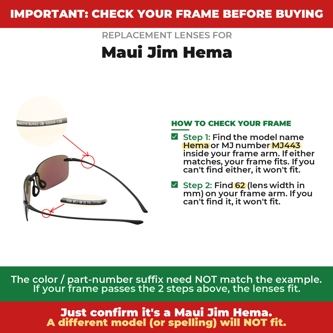 Verify your Maui Jim Hema frame