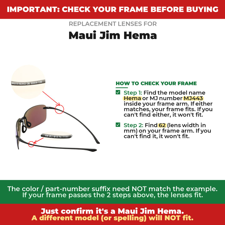 Verify your Maui Jim Hema frame