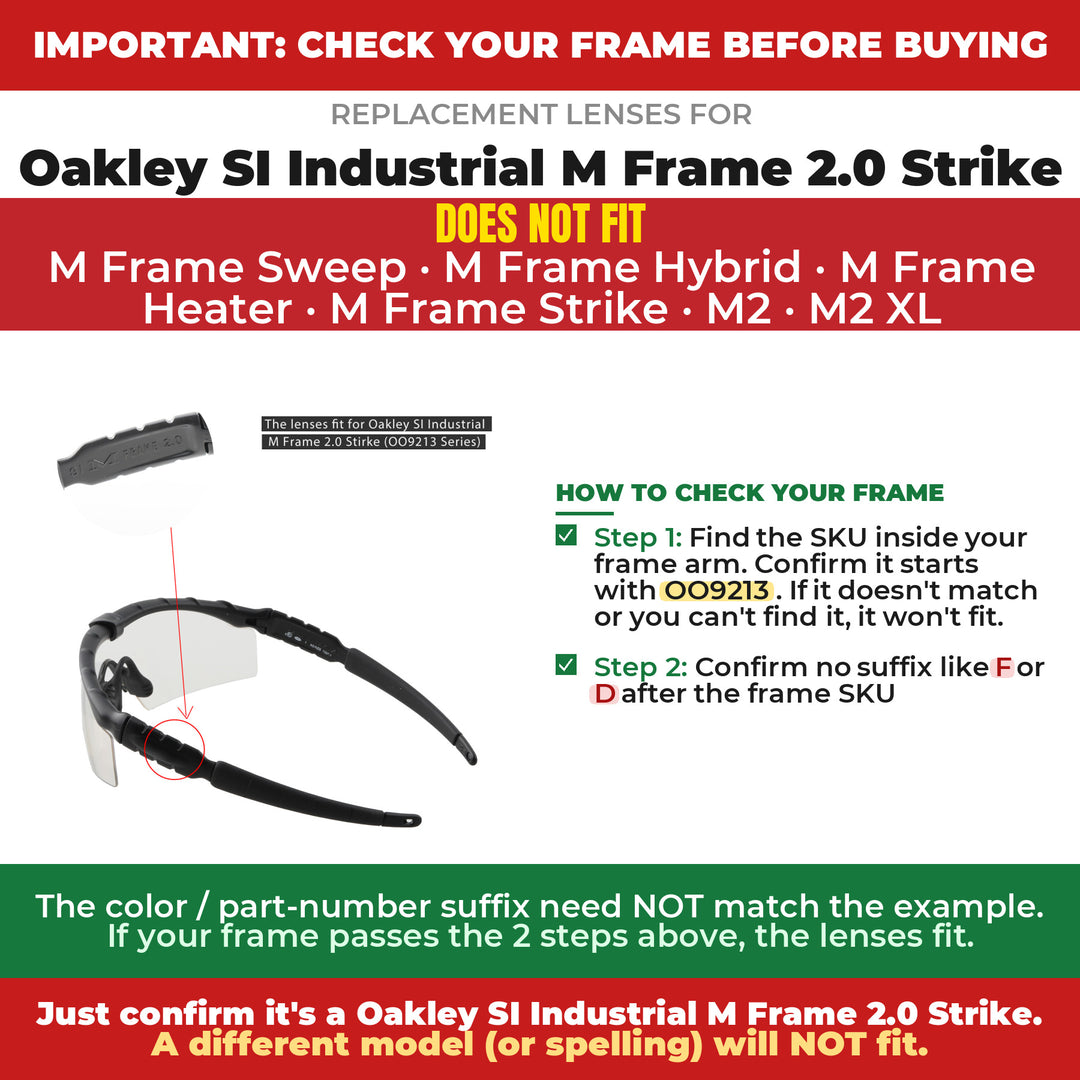 Verify your Oakley SI Industrial M Frame 2.0 Strike frame