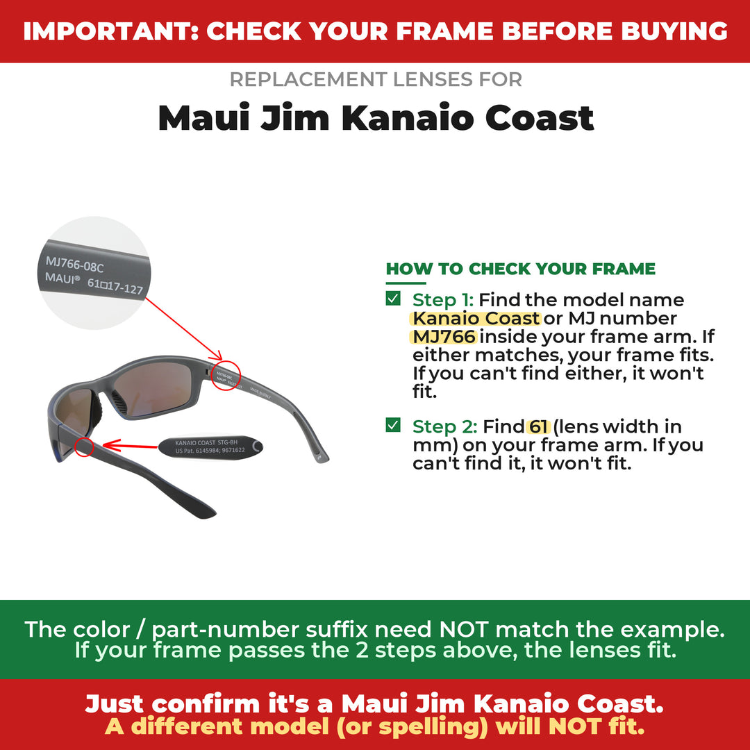 Verify your Maui Jim Kanaio Coast frame