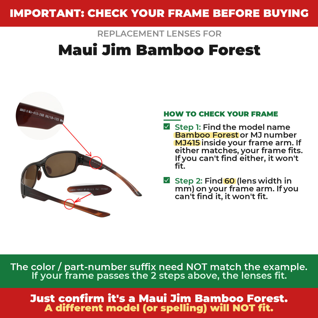 Verify your Maui Jim Bamboo Forest frame