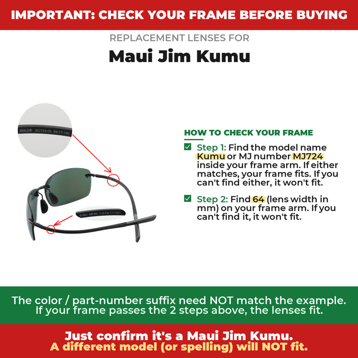 Verify your Maui Jim Kumu frame