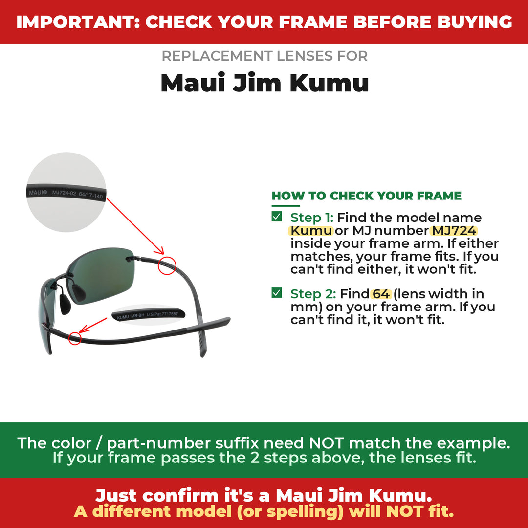 Verify your Maui Jim Kumu frame