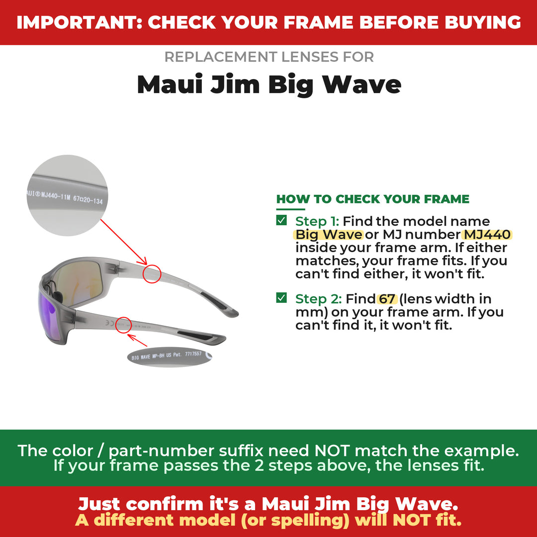 Verify your Maui Jim Big Wave frame