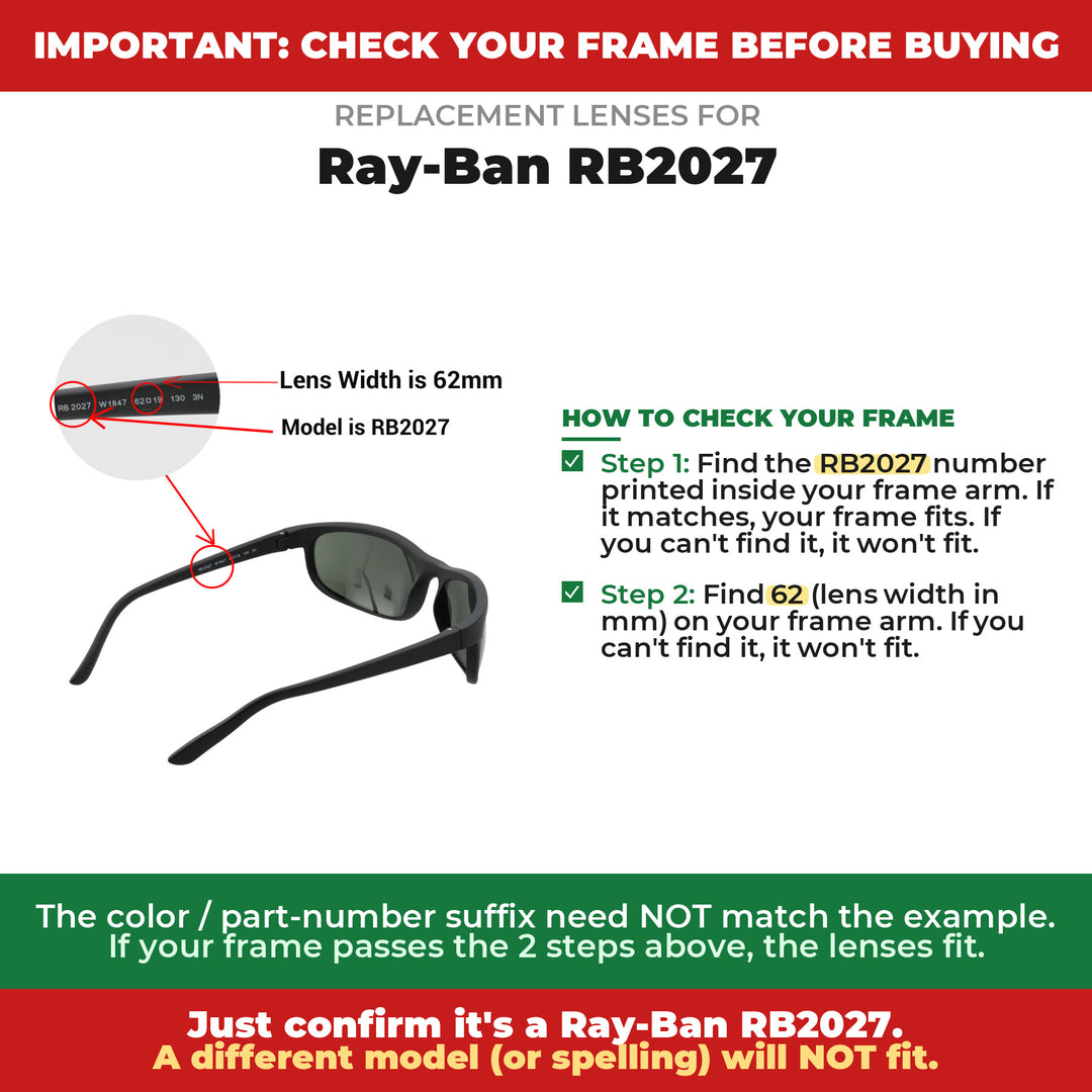 Verify your Ray-Ban RB2027 frame