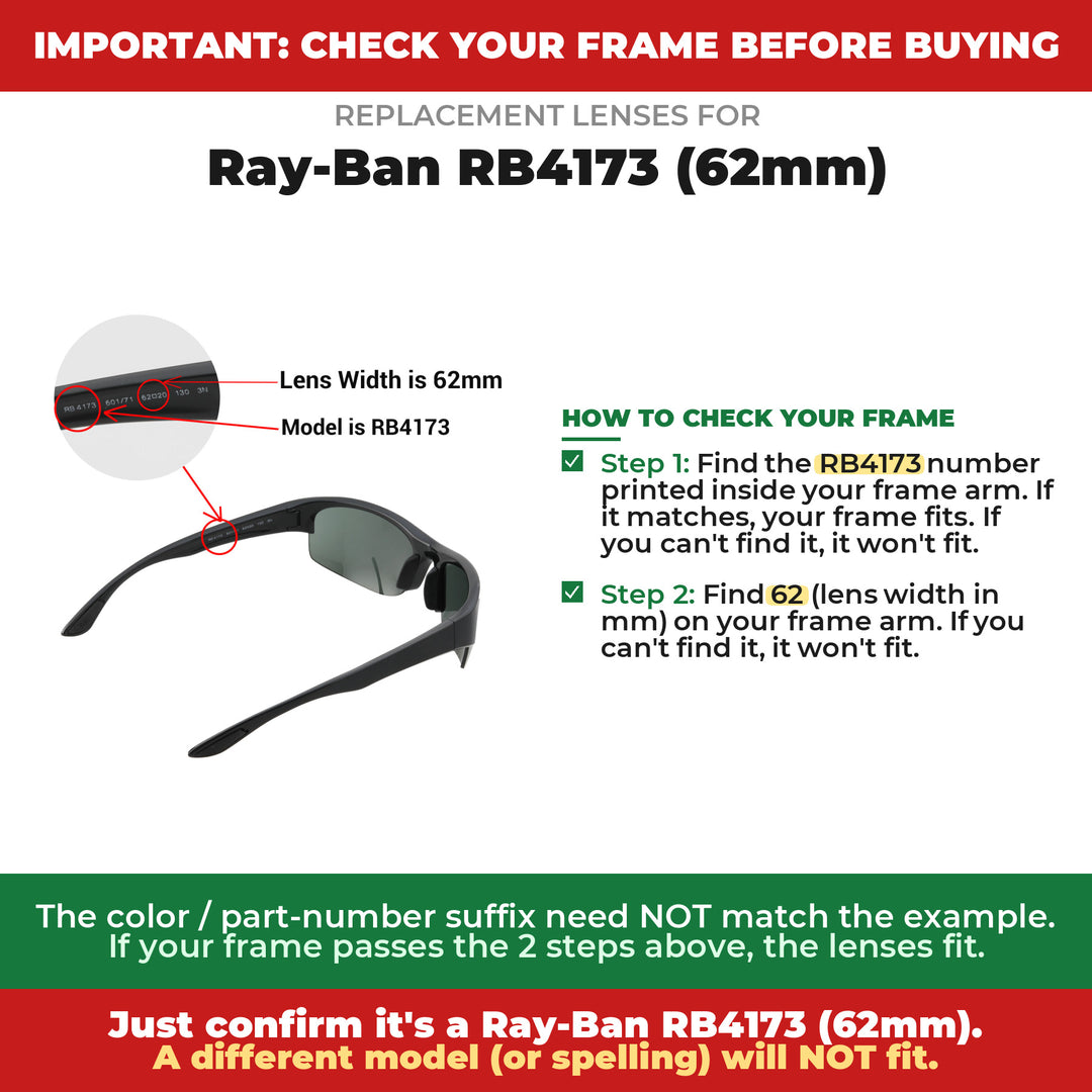 Verify your Ray-Ban RB4173 (62mm) frame