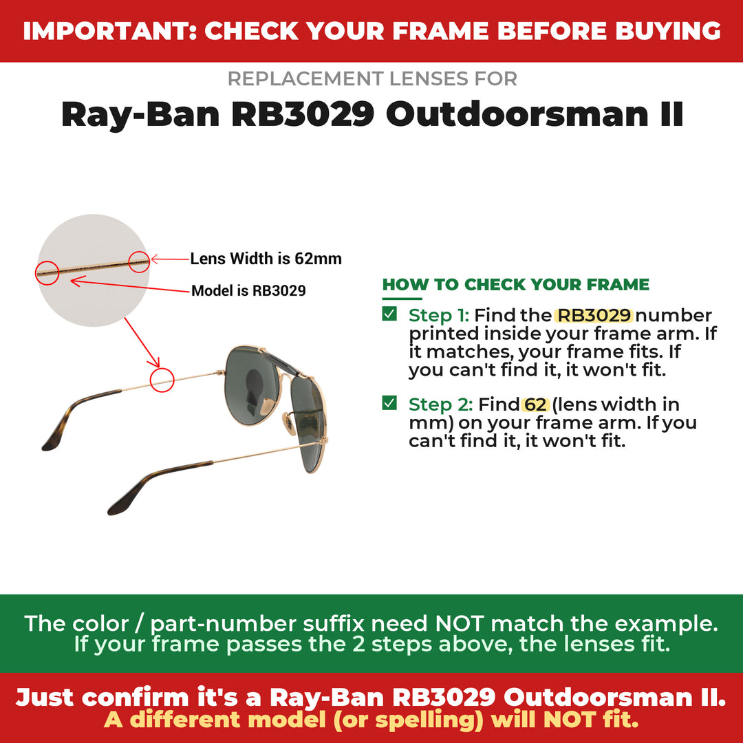 Verify your Ray-Ban RB3029 Outdoorsman II frame