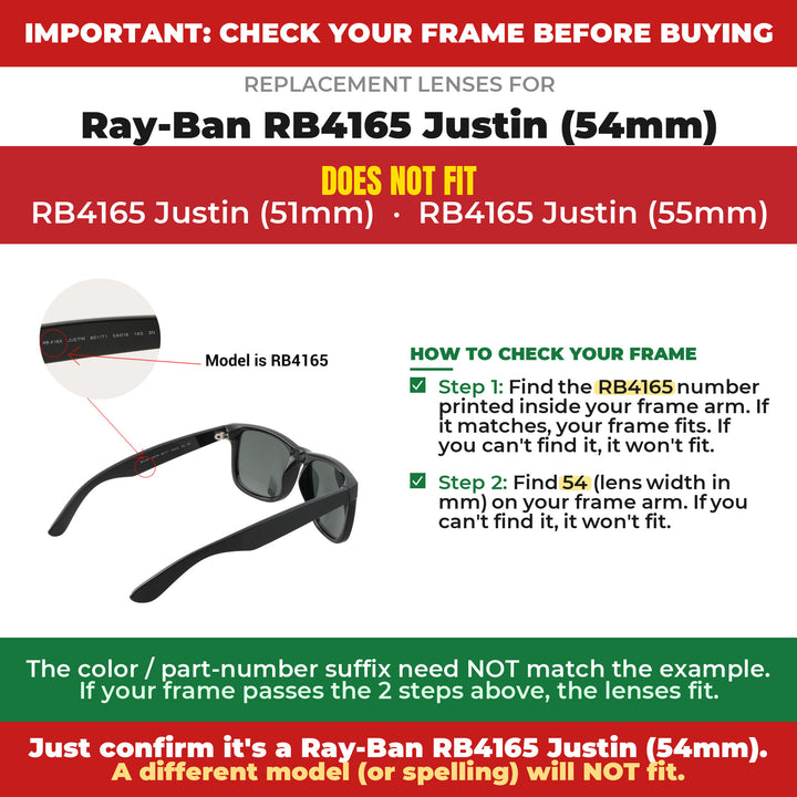 Verify your Ray-Ban RB4165 Justin (54mm) frame